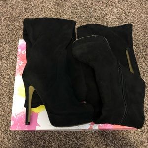 Luster suede Platform heeled boots (over the knee)